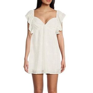 Ruffle Short Sleeve V-Neckline Baby Doll Dress
